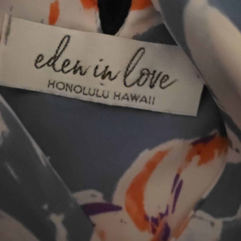 Tiare Hawaii Floral A-Line Sun Dress in Blue and Pink - Picture 3 of 4